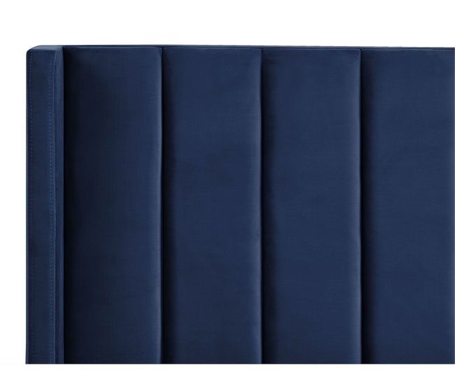 Beliani Cama com estrado Veludo VILLETTE 205x222 Azul Marino