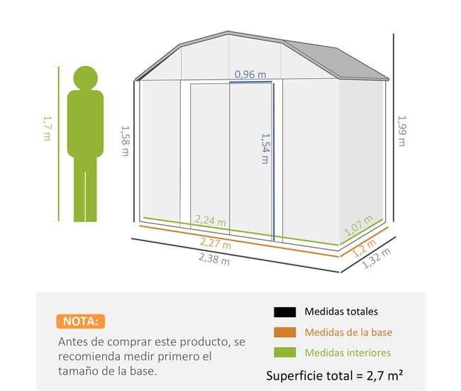 Abrigo de Exterior Aço galvanizado Outsunny Cinza