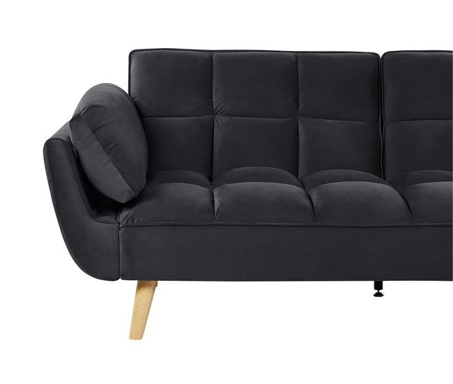 Beliani Sofá-cama Veludo ASBY Azul Marino