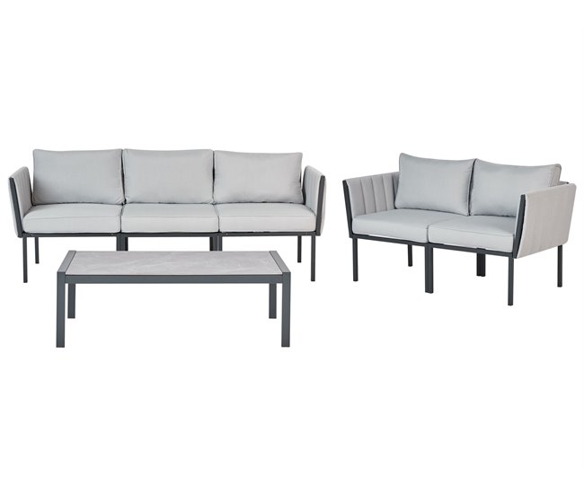 Beliani Conjunto lounge Aço SKALA Cinza Claro