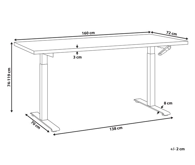 Beliani Secretária ajustável DESTIN III 160x72 Branco