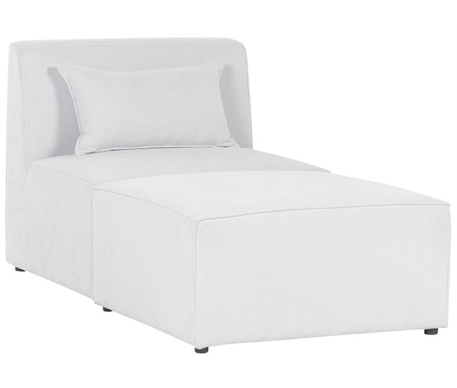Beliani Chaise longue Bombazine LEMVIG Branco/ Bege