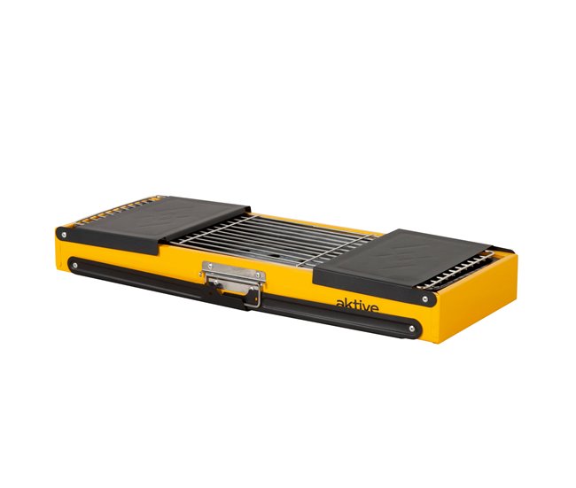 Aktive Churrasqueira dobrável a carvão aço com bandejas laterais Amarelo