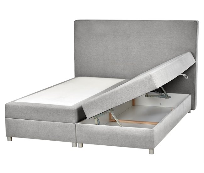 Beliani Cama continental com arrumação Poliéster MINISTER 168x209 Bege