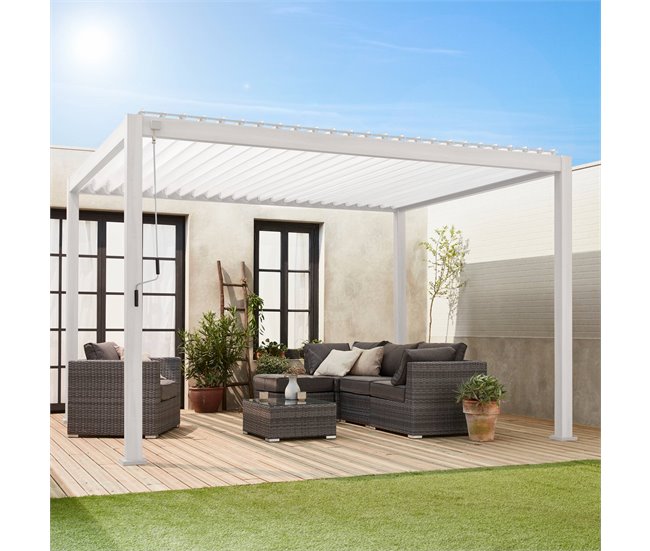 Pérgula bioclimática - Triomphe - alumínio, com lâminas 400x300 Branco