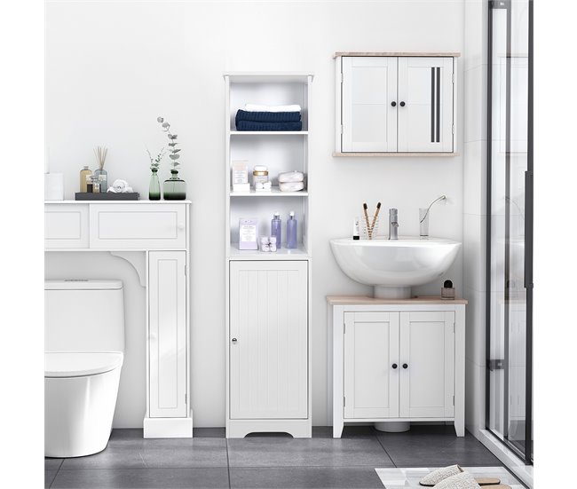 Armário de banheiro MDF kleankin, casa - casa de banho 40 Branco