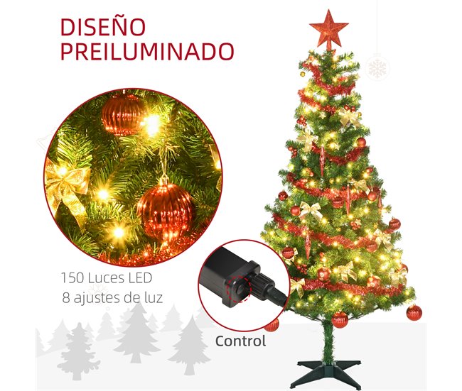 Árvore de Natal Plástico e Aço HOMCOM Verde
