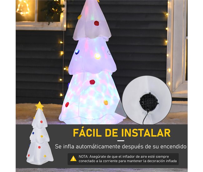 Árvore de Natal Inflável Poliéster HOMCOM, casa - natal Branco