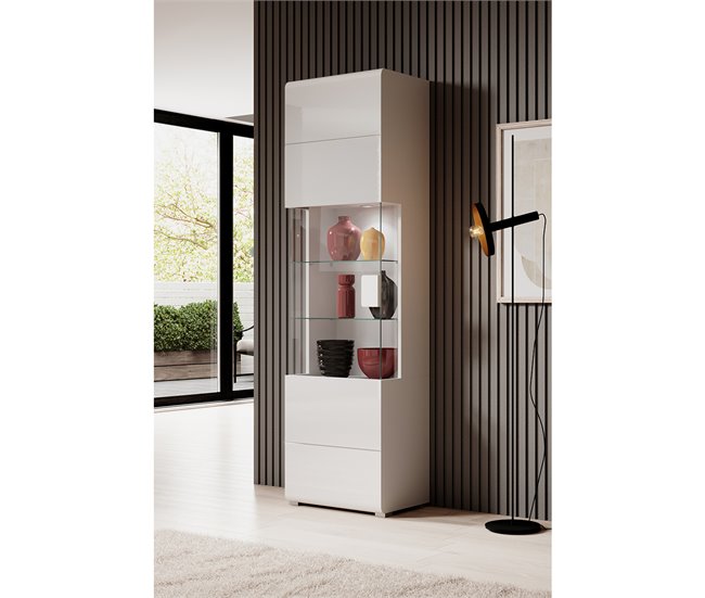 Vitrina de 1 porta com LED Jules 61 Branco