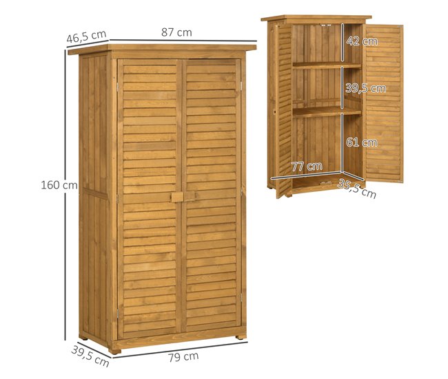 Armário de Madeira Madeira de Abeto Outsunny Castanho