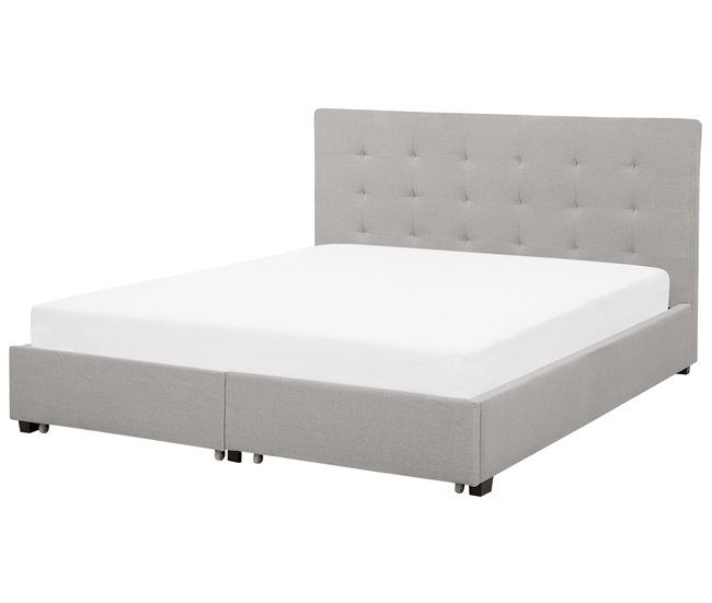 Beliani Cama con cajones Poliéster LA ROCHELLE 193x213 Castanho
