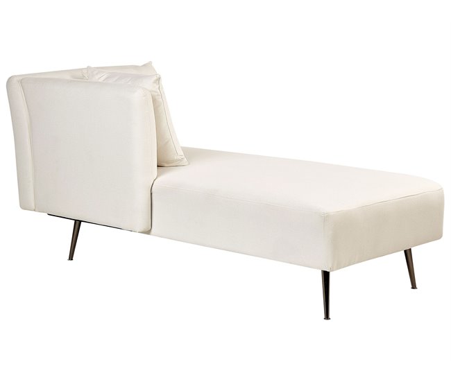 Beliani Chaise longue à direita Poliéster RIOM Creme