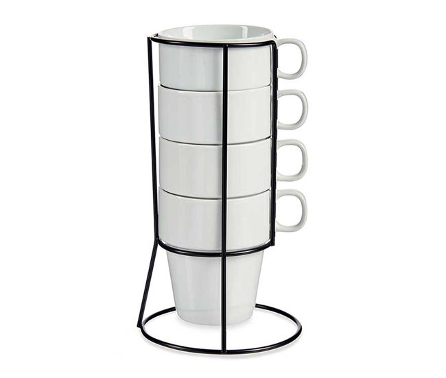 Conjunto de 4 copos empilháveis ​​+ prateleira coleção VESSIA Branco