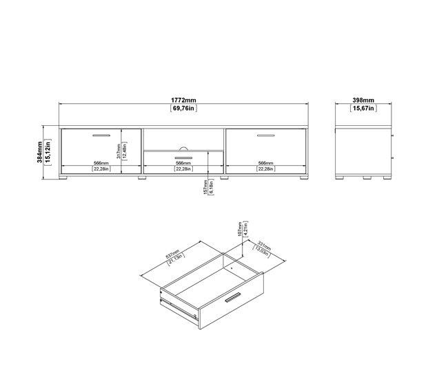 Móvel de Televisão MOKARIS 177 cm Branco