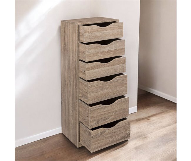 Torre de armazenamento Well Home com 6 gavetas Madeira