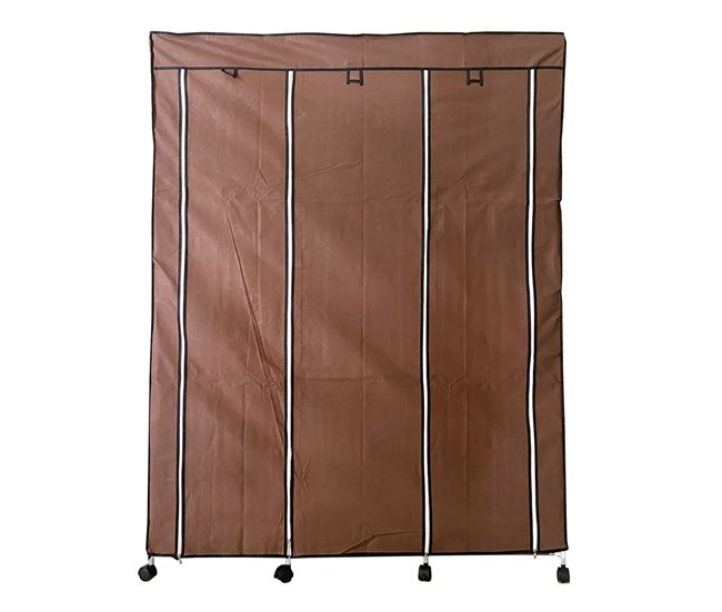 Armário de tecido com portas e rodas com zíper Nyana Home 125 Castanho