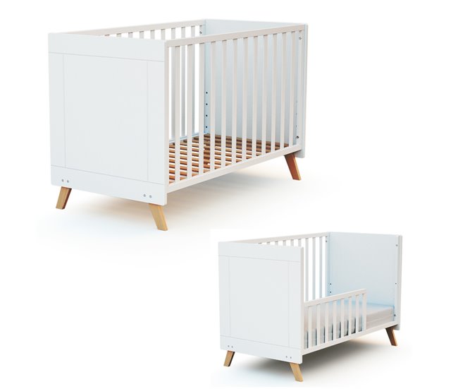 Berço Sakura transformável em cama (kit de grades incluído) Branco