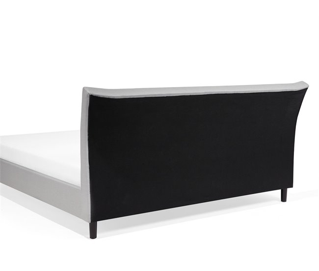 Beliani Cama com estrado Poliéster SAVERNE 157x228 Cinza Claro