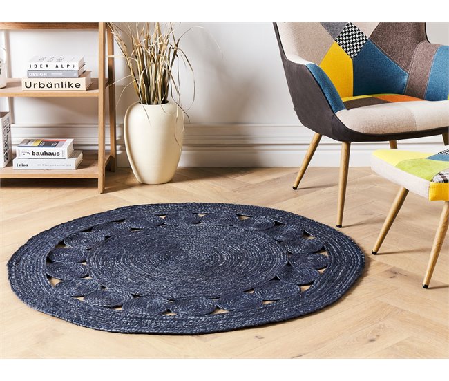Beliani Entrelaçado KOYUNLU 120x120 Azul