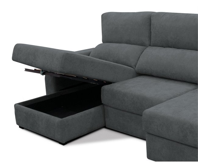 Chaise longue convertível em cama tecido APRIL Cinza