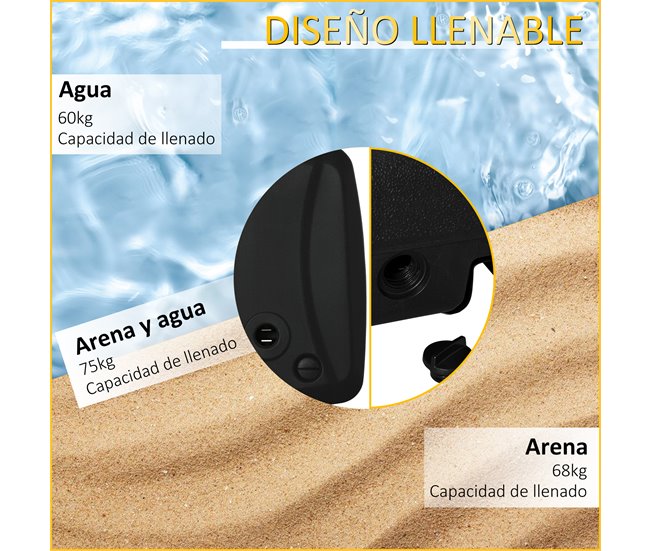 Base de Chapéu de Sol HDPE Outsunny 80x60 Preto