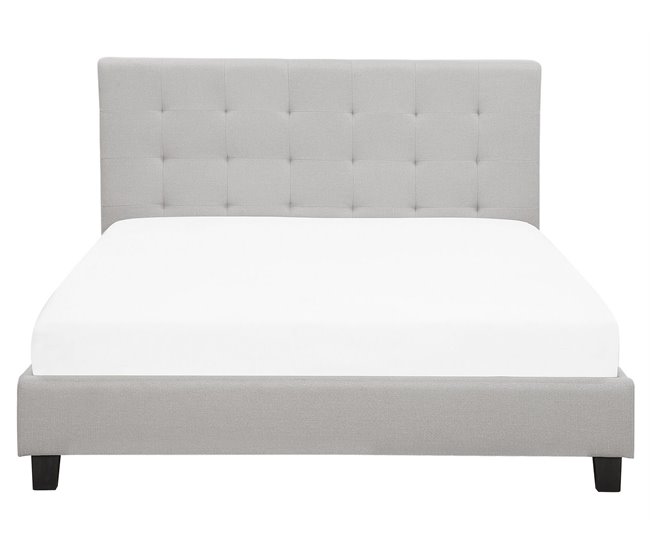 Beliani Cama Poliéster LA ROCHELLE 170x218 Cinza Claro