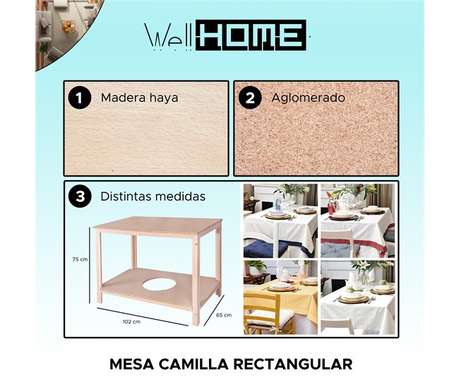 Mesa extensível 102x65 Natural
