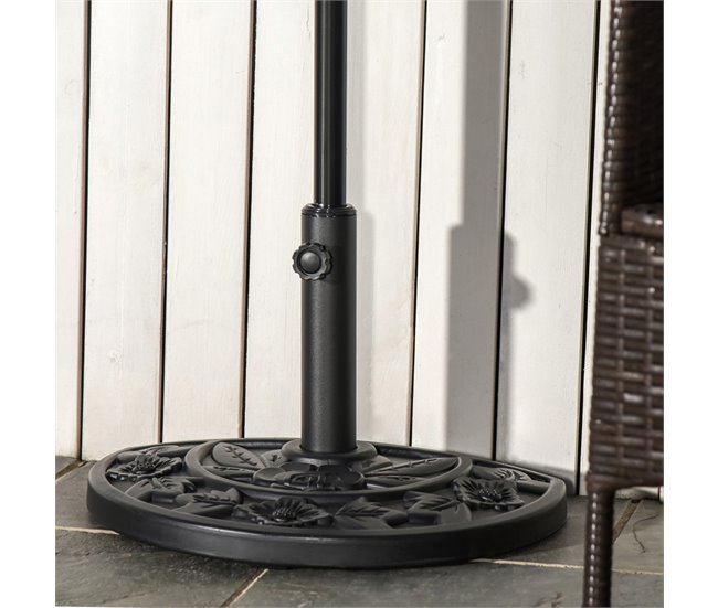 Base Chapéu de Sol Semicircular Aço, Cimento e HDPE Outsunny 50x32 Preto