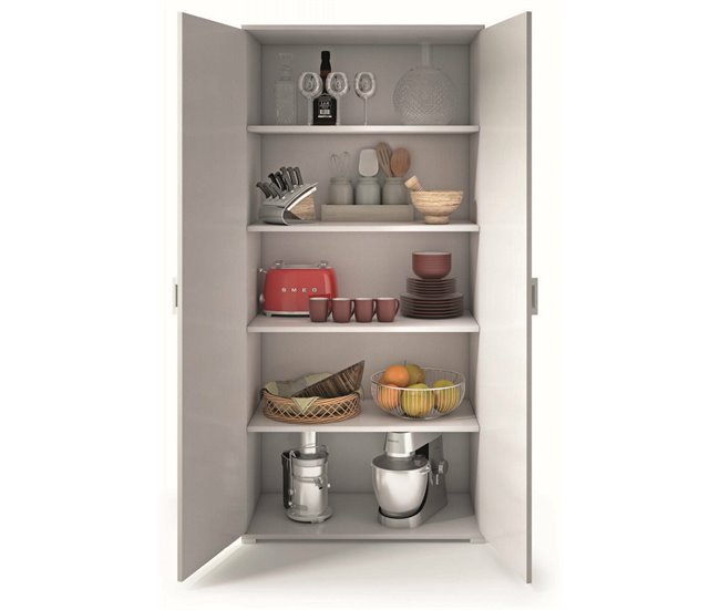 Armário multiuso com 2 portas com efeito madeira 90 Branco