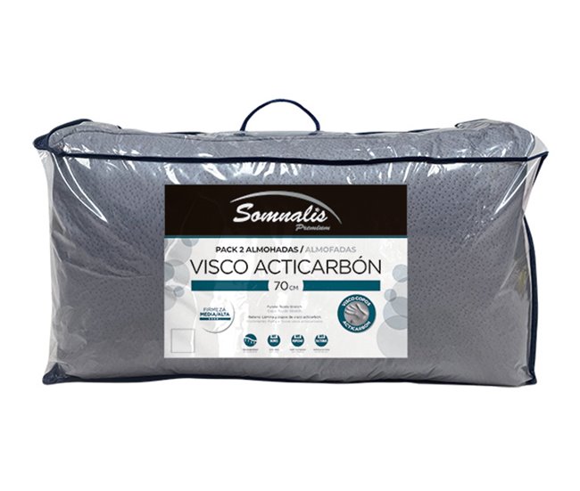Pack de 2 almofadas VISCO ACTI CARBON 60cm Branco