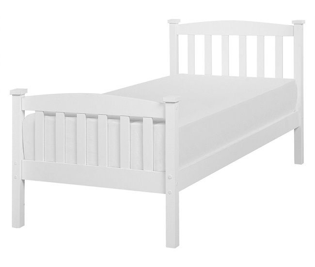 Beliani Cama com estrado Pinho GIVERNY 99x208 Branco