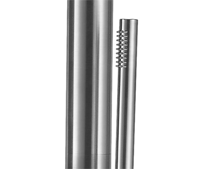 Chuveiro em aço inoxidável CHIA 316L com misturadora e chuveiro manual H 230 cm, aço inoxidável acetinado Cinza