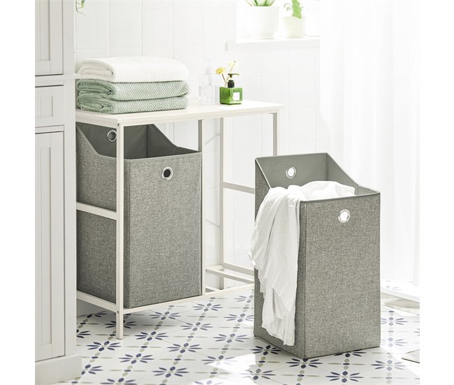 Cesto para roupa suja com 2 compartimentos BZR57-W SoBuy Branco