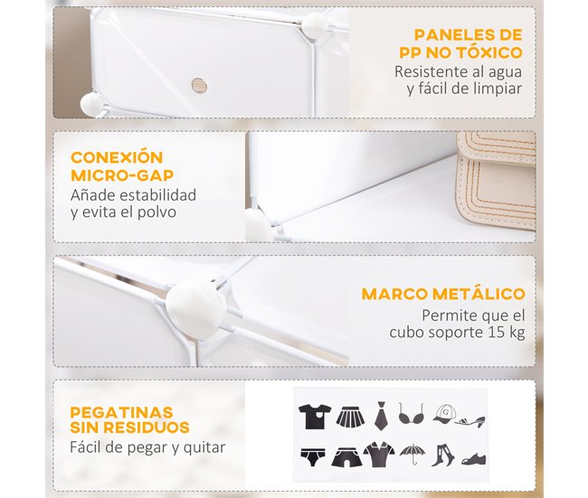 Armário Modular PP HOMCOM, casa - móveis de armazenamento 75 Branco