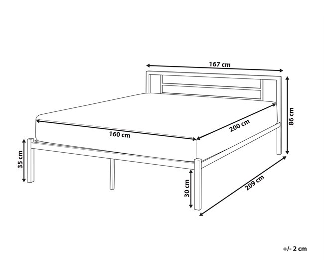 Beliani Cama com estrado Metal CUSSET 167x209 Branco