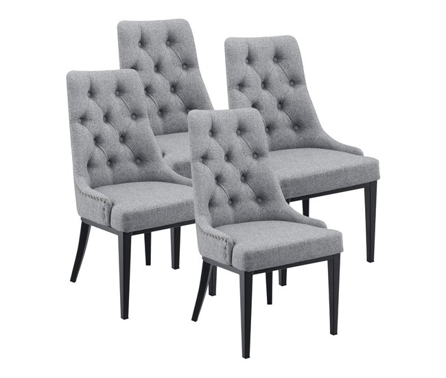 Conjunto de 4 cadeiras de jantar Chester Grafito