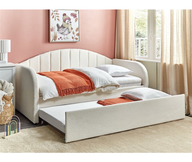 Beliani Cama nido Bouclé EYBURIE 99x217 Bege