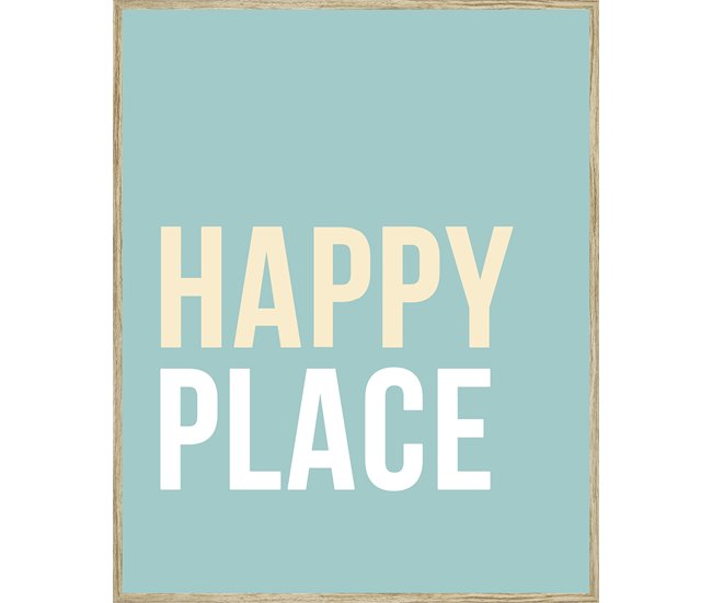 Pintura arte deco HAPPY PLACE 50x40cm marca MARCOMUEBLE  Turquesa