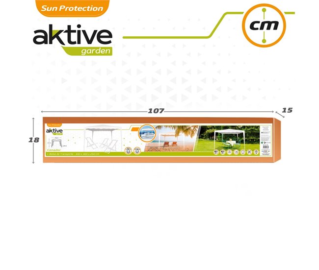 Gazebo de jardim em poliéster branco Aktive Garden Branco