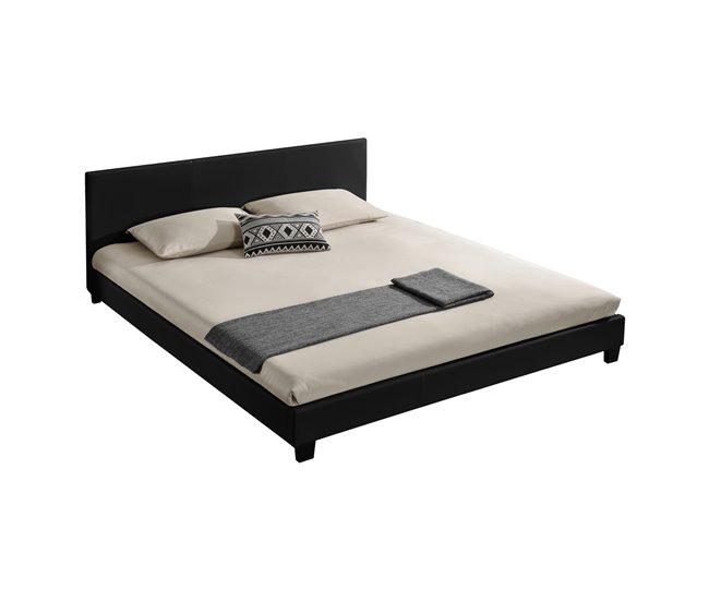 [Corium] Cama moderna em pele sintética Albacete - com colchão 169x210 Branco