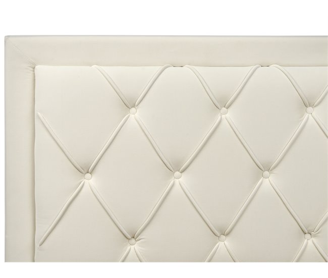 Beliani Cama com armazenamento Veludo LIEVIN 145x217 Creme