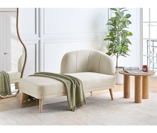 Beliani Chaise longue à direita Poliéster TANLAY Bege