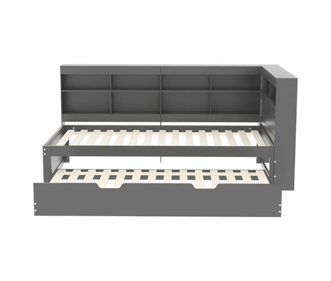 Cama de rodízio em madeira maciça com porta usb