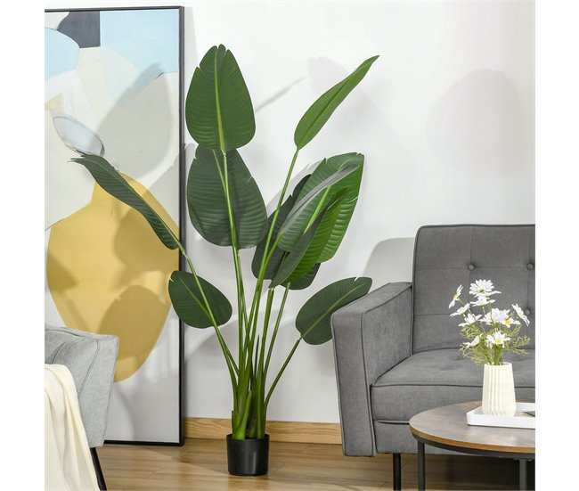Planta Artificial Bananeira PE e Tecido HOMCOM Verde