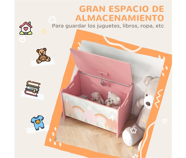 Baú de Brinquedos MDF ZONEKIZ 37 Rosa