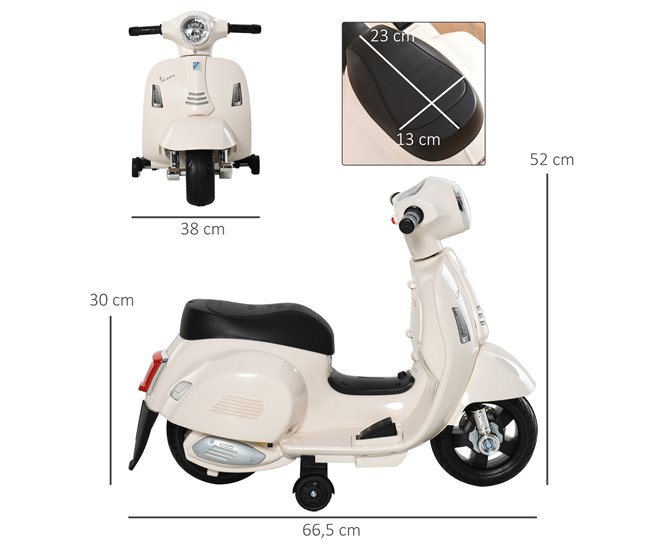 Mota Elétrica Crianças PP e Metal HOMCOM Branco