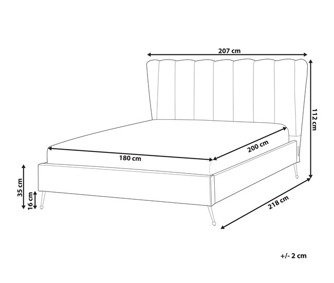 Beliani Cama Terciopelo MIRIBEL 207x218 Bege