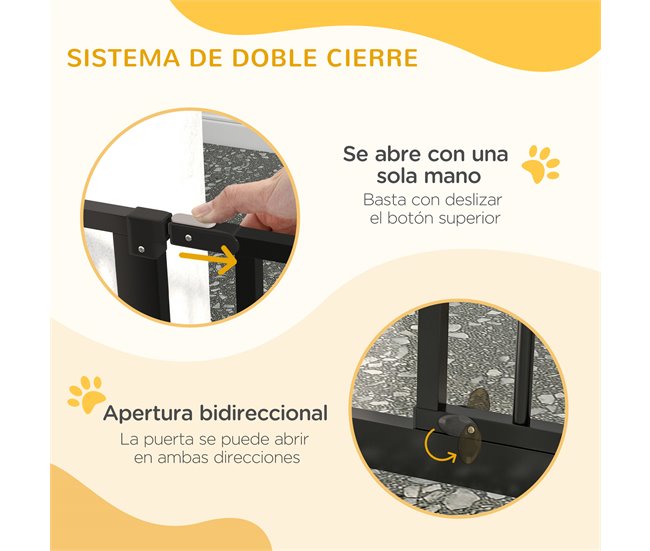 Barreira de Segurança Cães Aço e ABS PawHut Preto