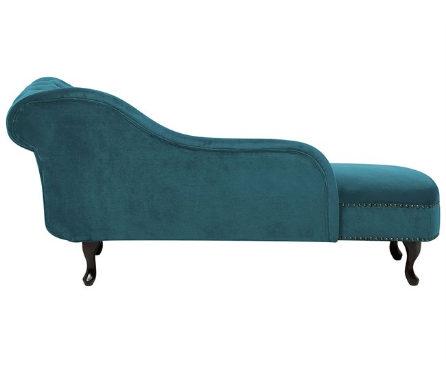 Beliani Chaise longue versão à direita Veludo NIMES Azul/ Verde