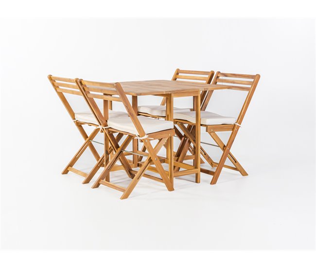Set VIENA II mesa dobrável com 4 cadeiras dobráveis cor madeira Castanho